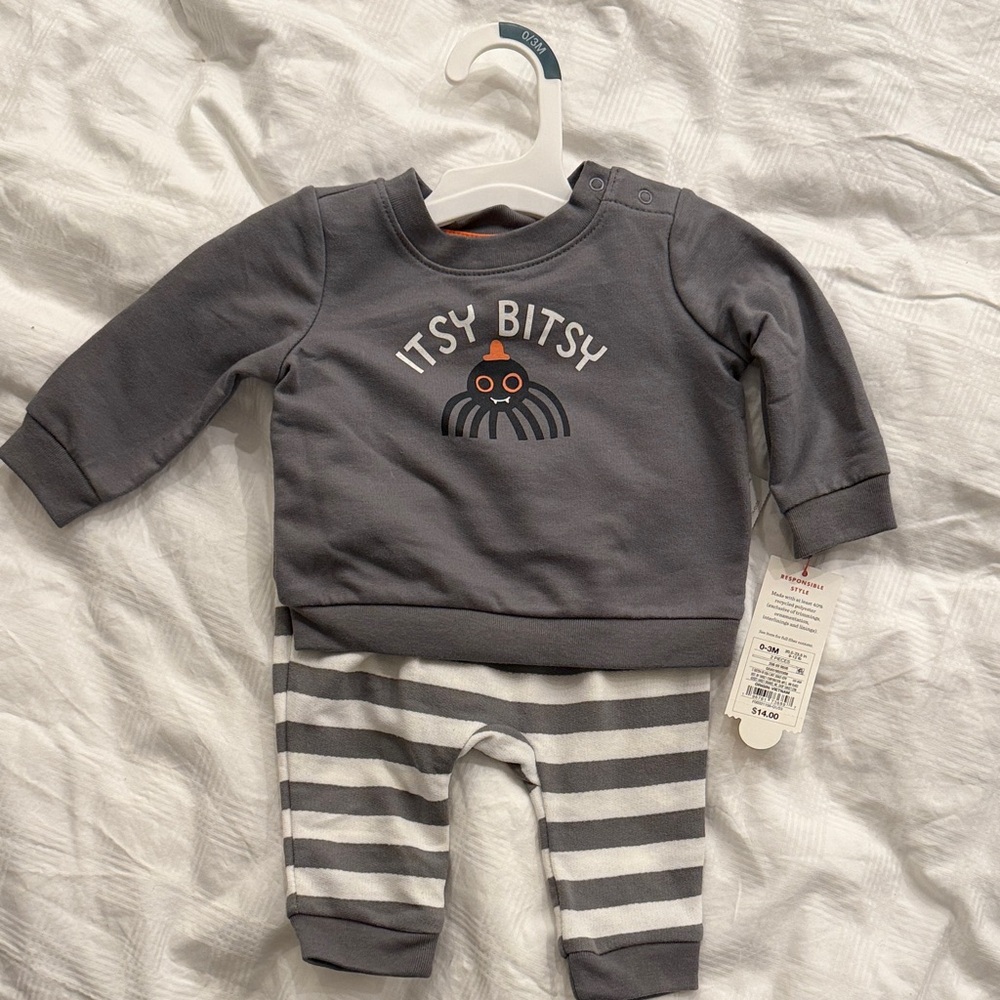 Gray Itsy Bitsy Baby Outfit